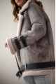 Women's jacket made of natural gray sheepskin in VINTAGE style